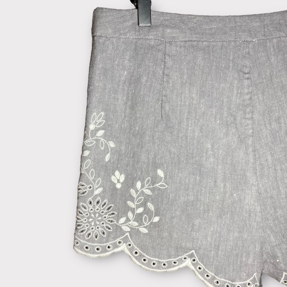 Free People Life's Too Short Scalloped Hem Short Heathered Gray Size 12 Linen - Picture 6 of 15